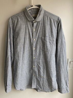 Oliver Spencer Striped Linen New York Special Long Sleeved Shirt 15.5